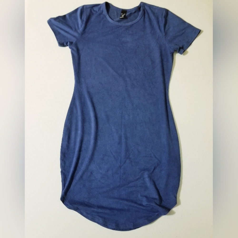 WINDSOR Cobalt Blue Microfiber Shirt Dress Size Small Relaxed Lounge Casual